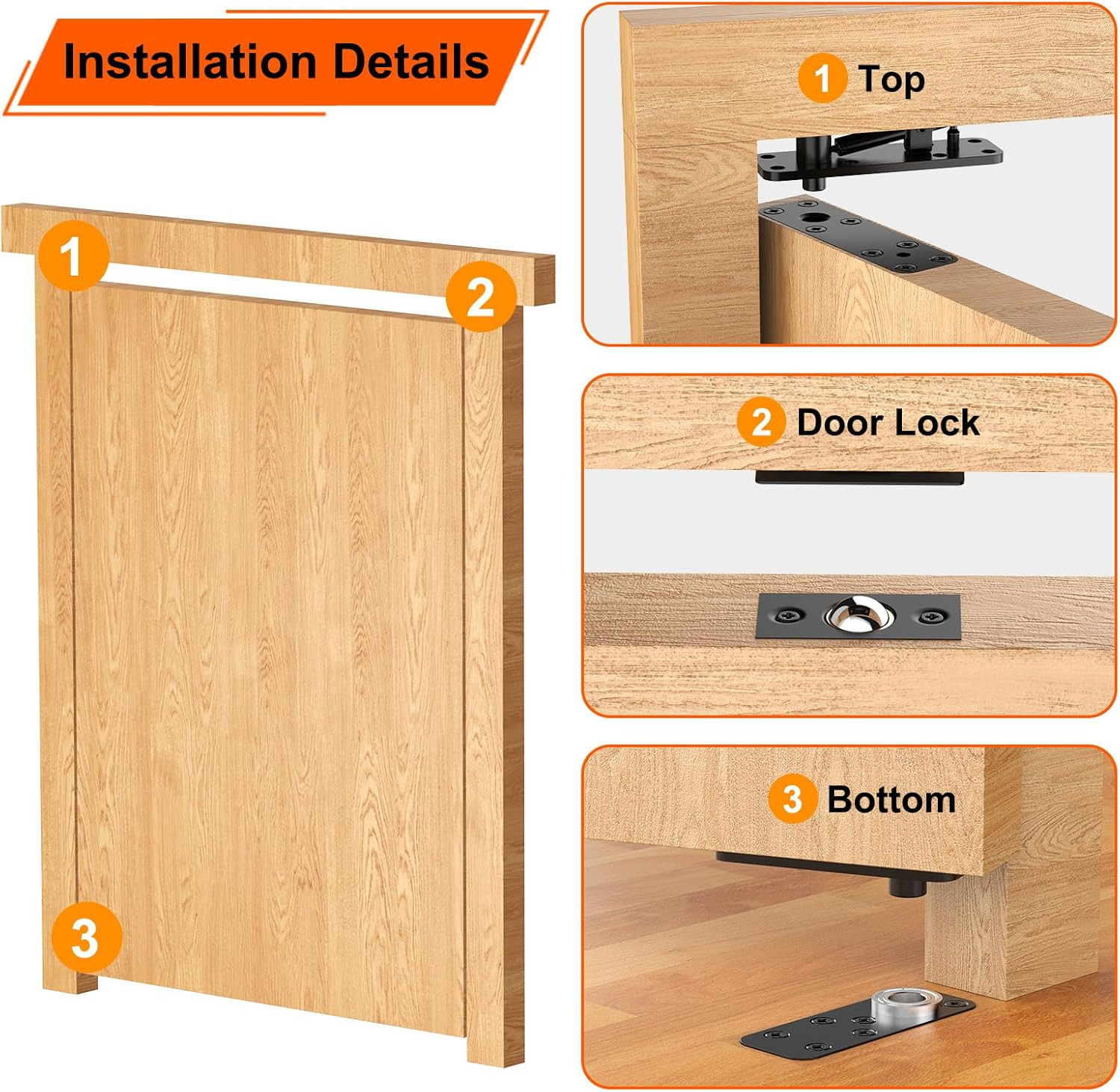 Hidden Door Hinge, 570LBS Load-Bearing Thickened Solid Alloy Steel, 360° Rotatio