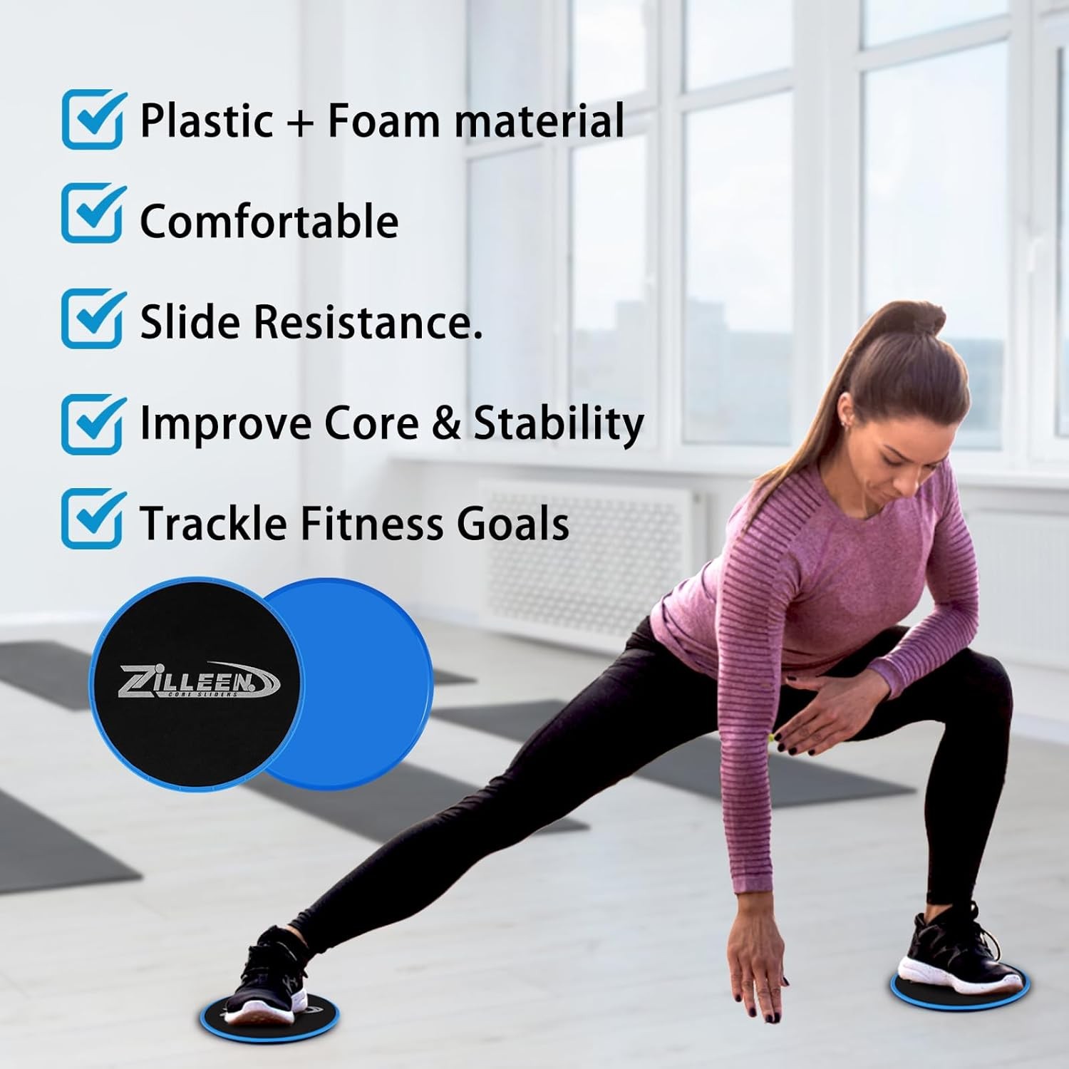 ZILLEEN Exercise Sliders for Working Out Fitness Discs for Pilates Women Men, 2