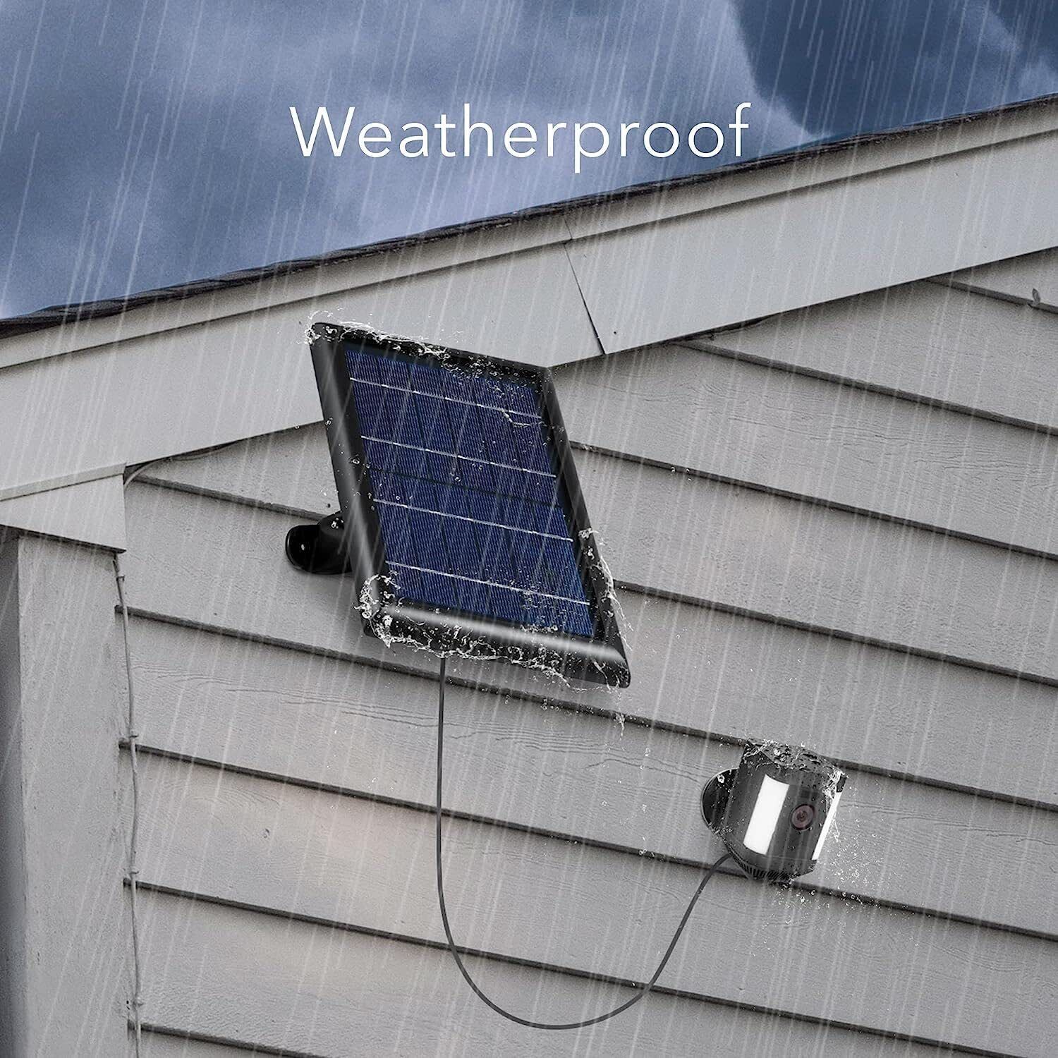 Wasserstein Solar Panel Wired Compatible Ring Spotlight Cam Plastic Black 2 Pack