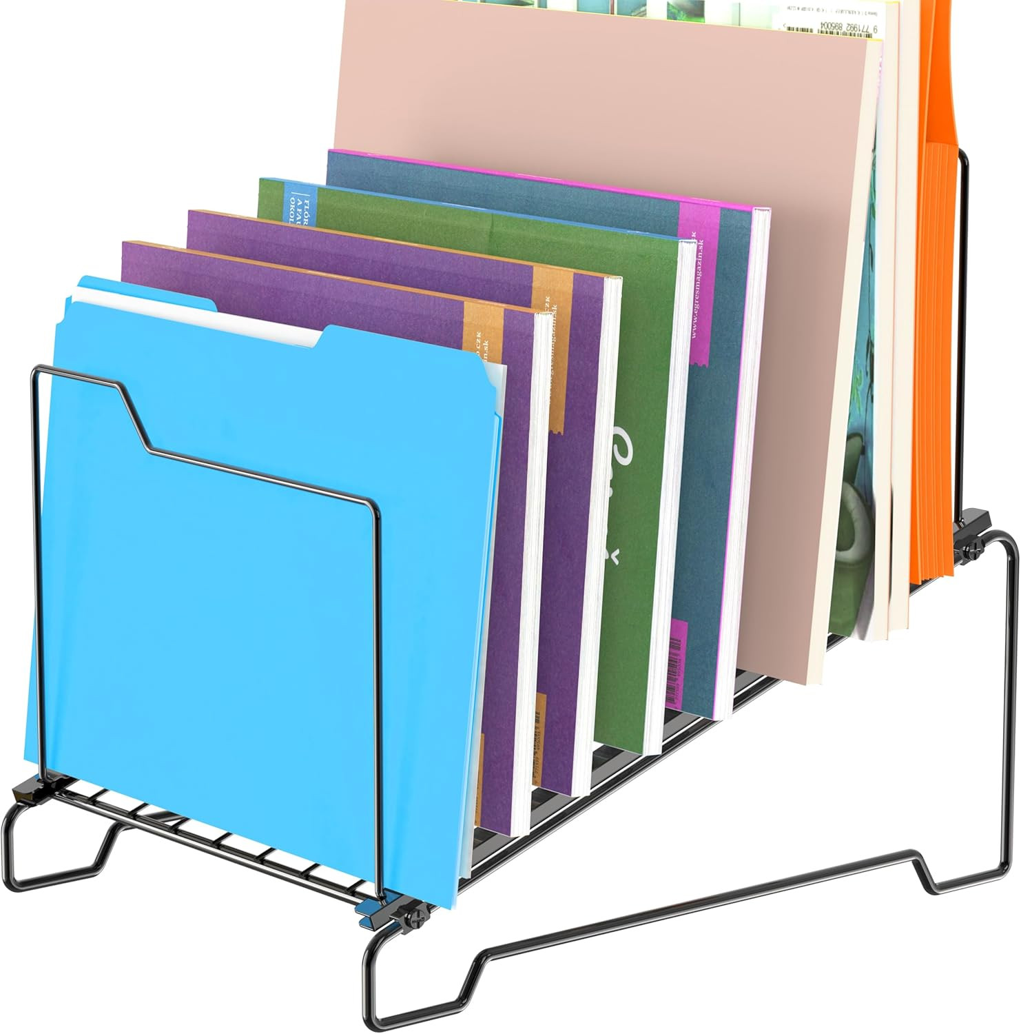 9-Section Desk File Organizer, Wire Step Sorter for Documents, Folders, and Mail