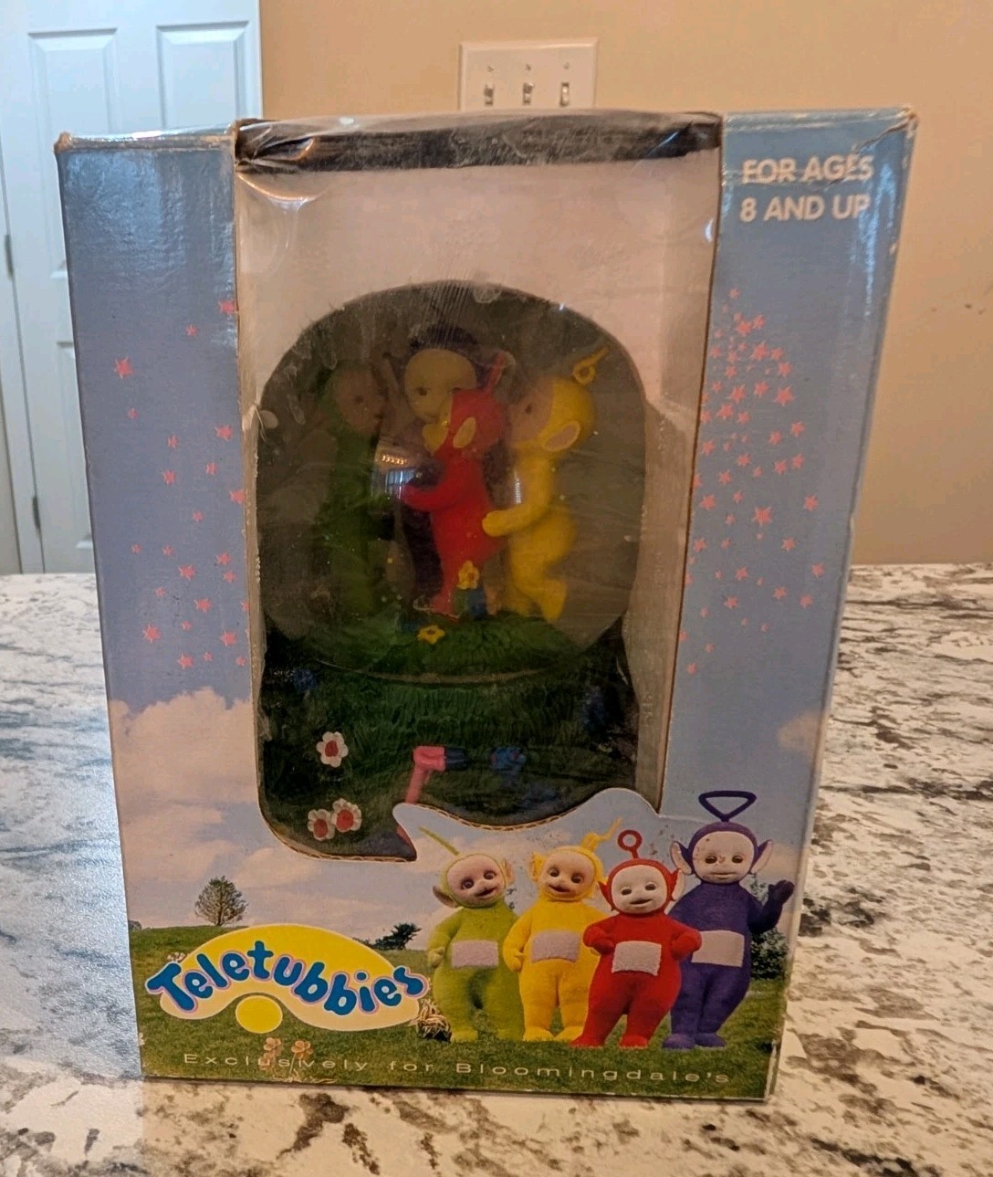 Teletubbies Glitter Globe Snow Globe 1998 Bloomingdale's Exclusive IOB Rare