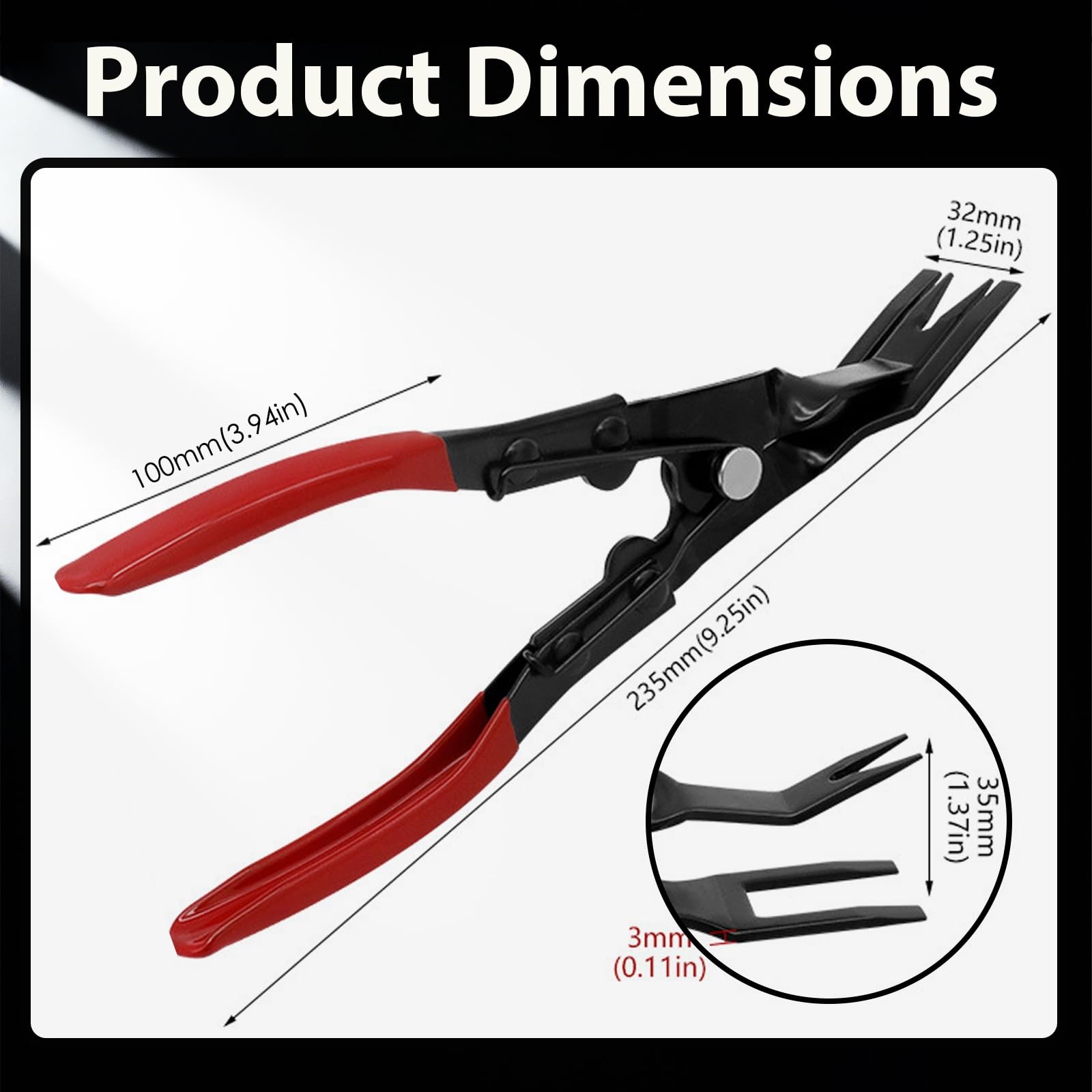 Car Panel Trim Removal Tool, Interior Clip Plier with Red Non-Slip Handle