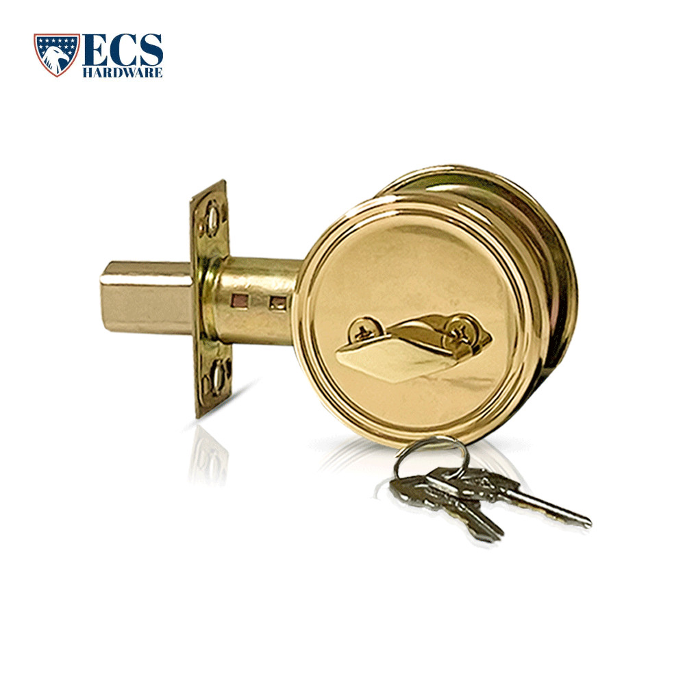 ECS HARDWARE Replacement for Single Cylinder Deadbolt Lock KW1 - Polished Brass
