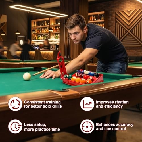 Billiards Training Rack Pro, Portable Billiards & Snooker Training Rack, red