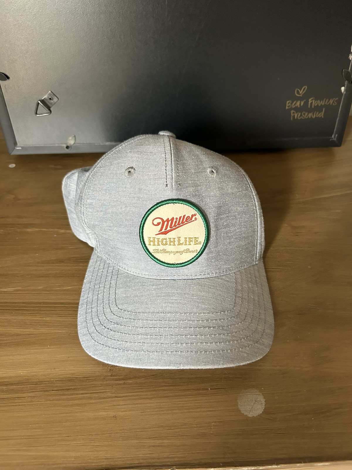 Miller High Life Beer Brand Patch Adjustable Hat Grey