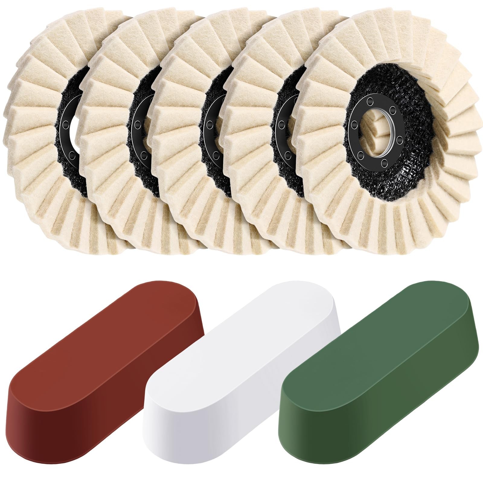 Wool Polishing Wheel Disc and Polishing Compounds Set 8 Pcs