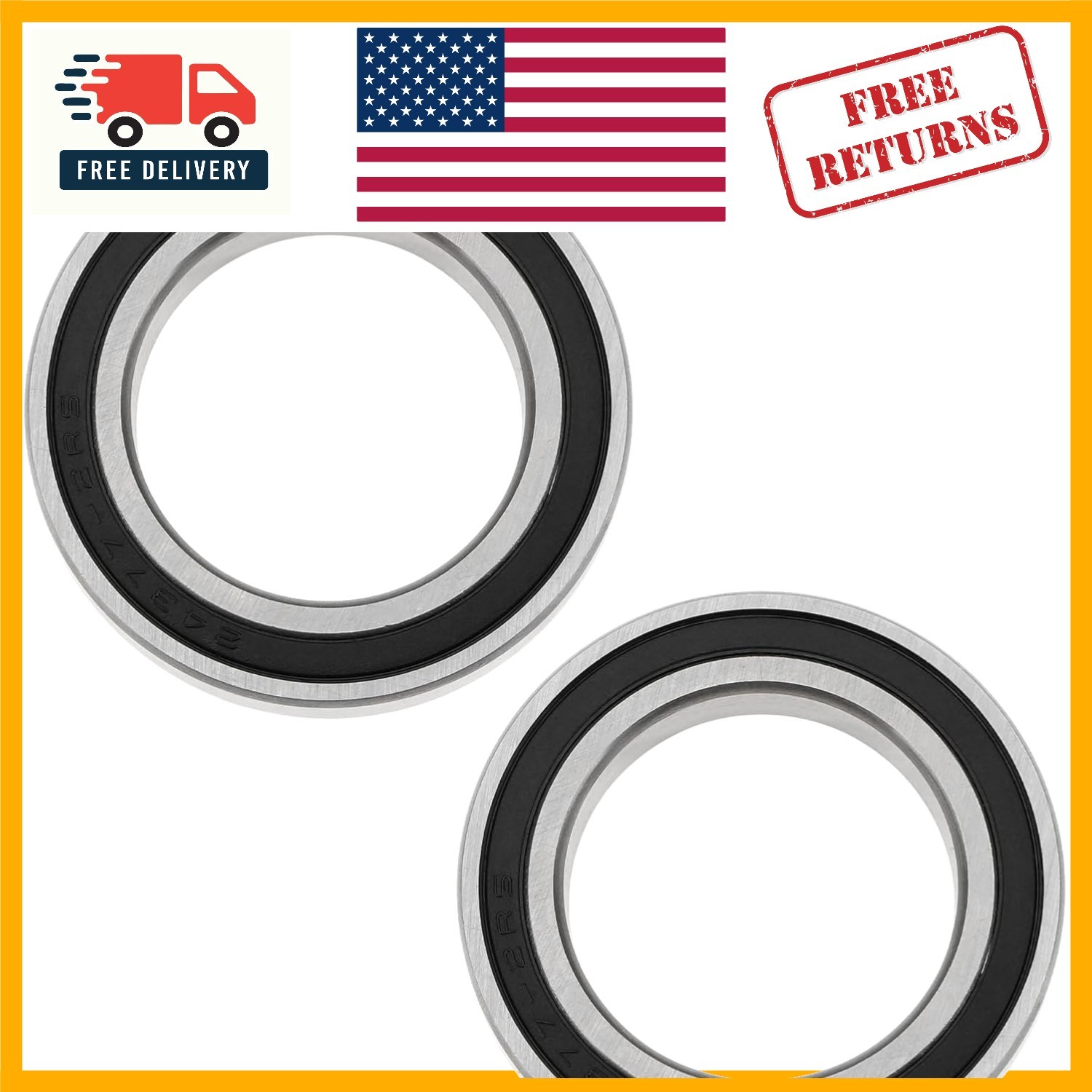 Double Sealed MR24377-2RS Bike Bearings for 24x37x7mm Bottom Brackets - 2Pcs
