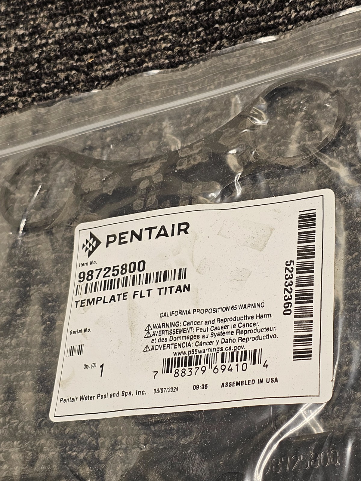 Pentair 98725800 Filter Template For FNS Plus Pool and Spa D.E. Filter