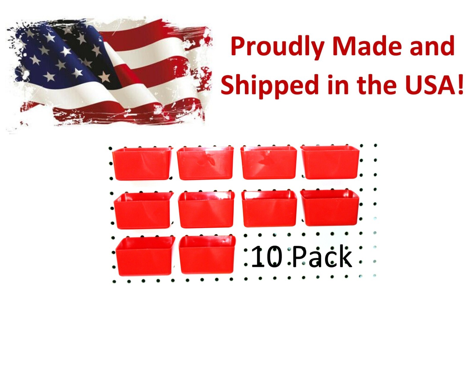 Small Plastic Red Pegboard Storage/Part Bins - 10 Pack, JSP Brand