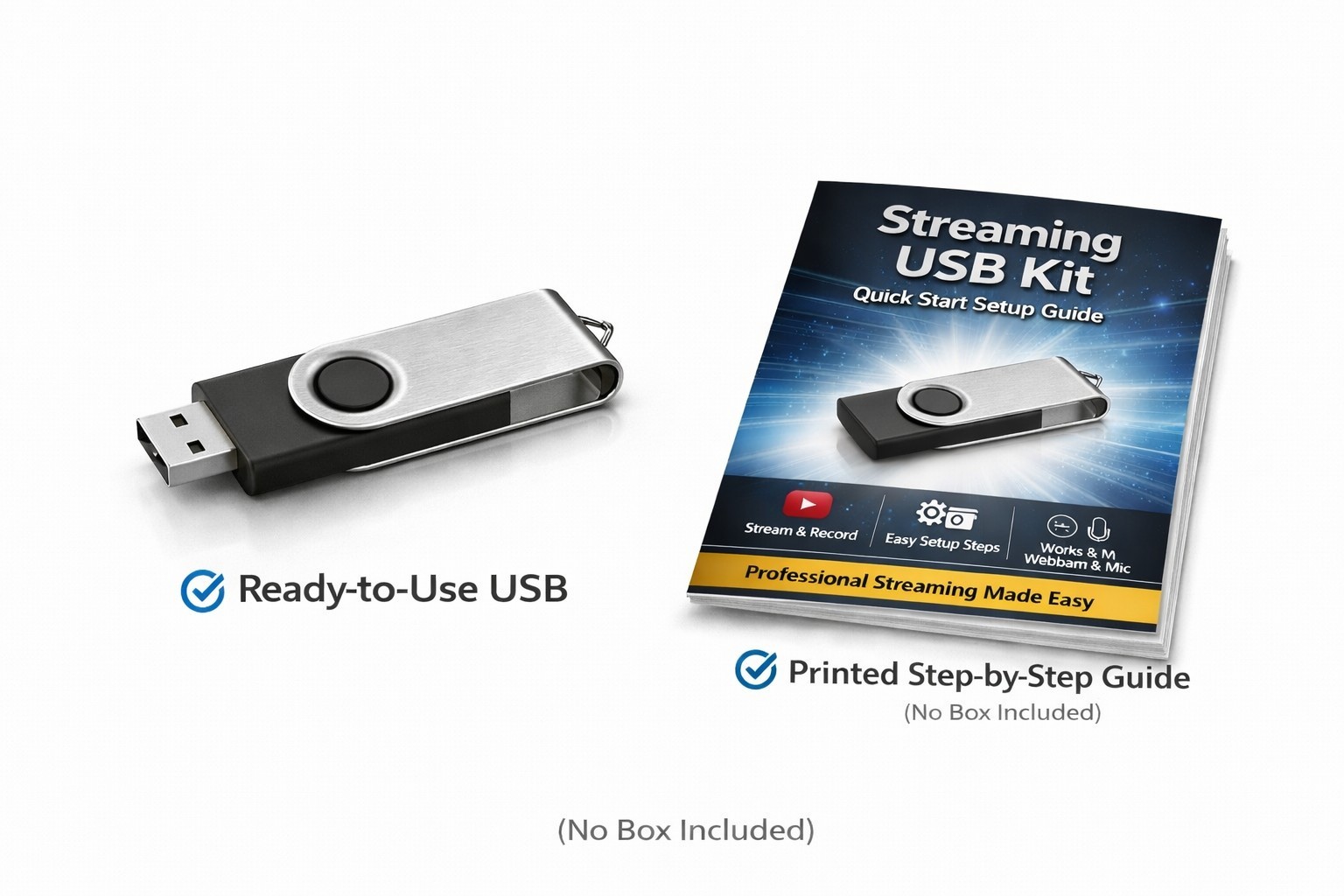 OBS Studio USB Streaming Kit w Setup Guide Recorder Broadcast Win Mac w/Guide