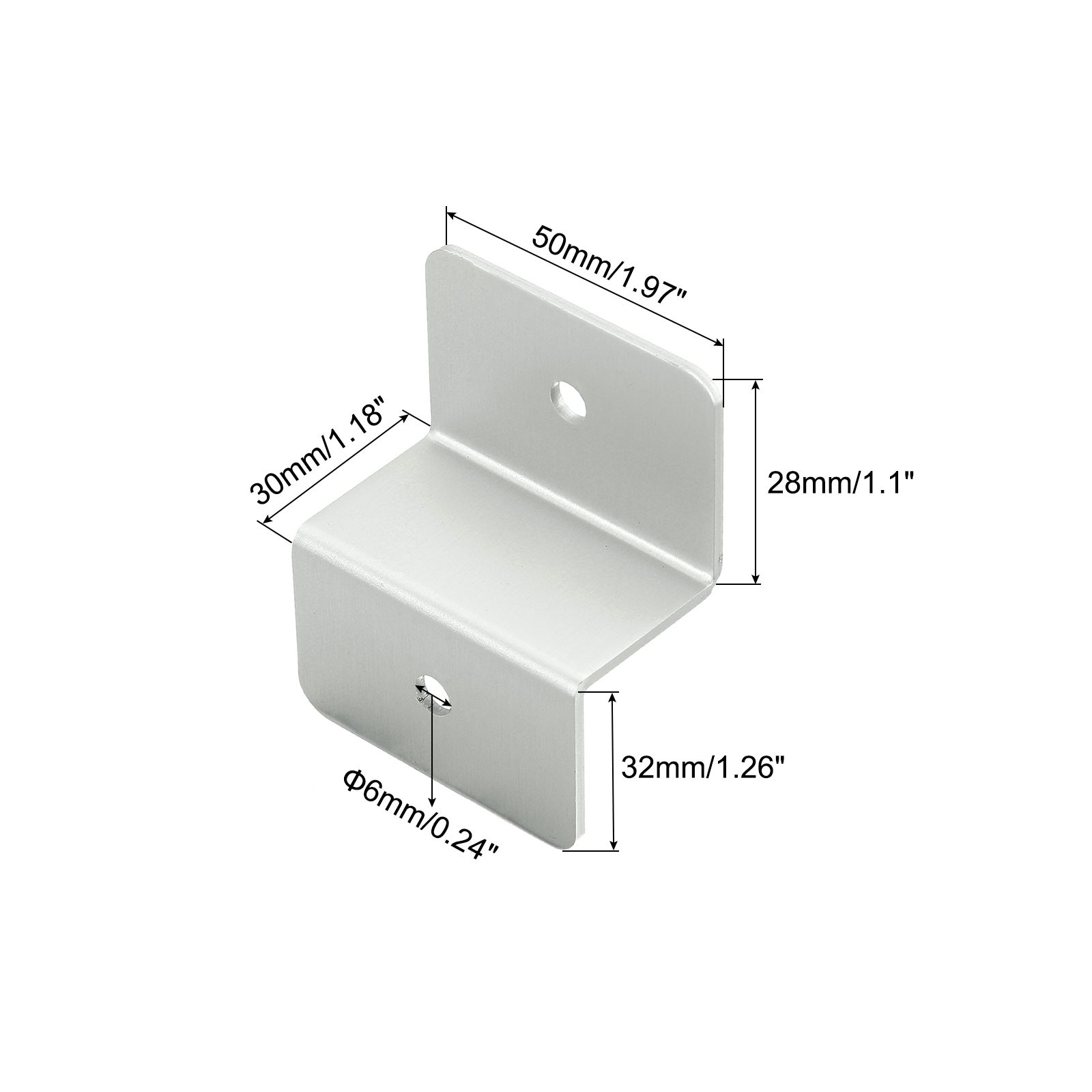 4 Pack Z Brackets, 30mm Aluminum Alloy Lightweight Solar Panel Bracket, Silver