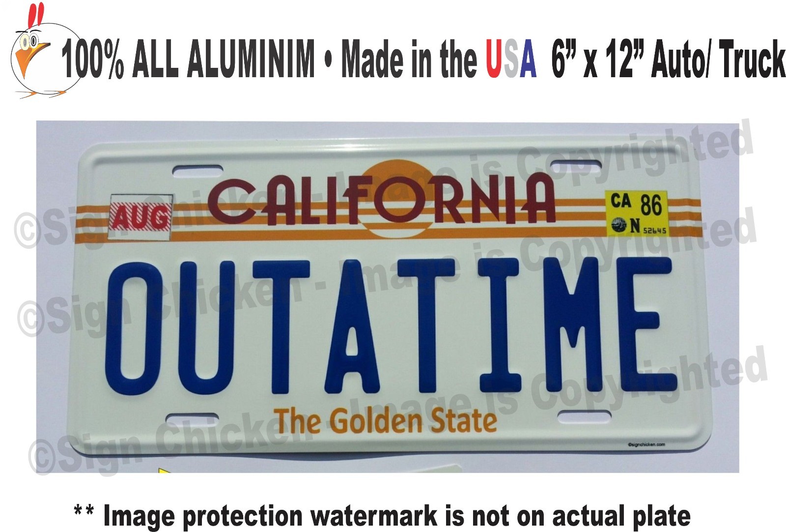 Back to the Future / Delorean / OUTATIME *EMBOSSED* Prop Replica License Plate