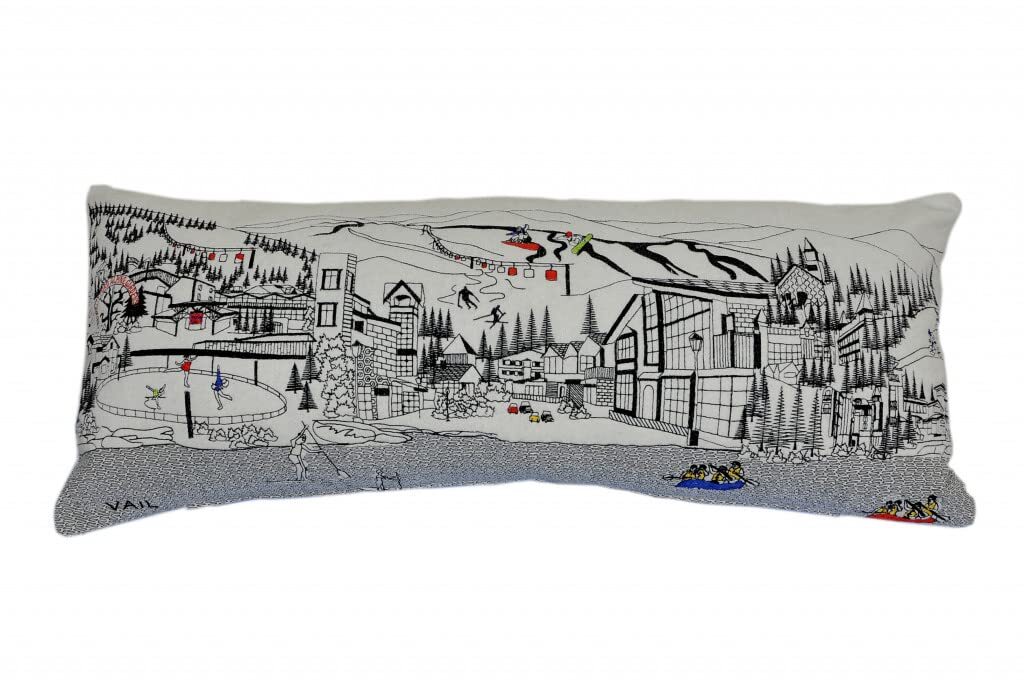 35 White Vail Daylight Skyline Lumbar Decorative Pillow