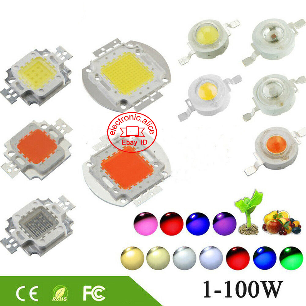 1W-100W High Power LED Chip COB SMD LED Bead White RGB UV Grow Full Spectrum