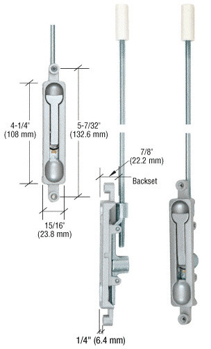 CRL DL2210A14 Aluminum 1/4" Offset Flush Bolt