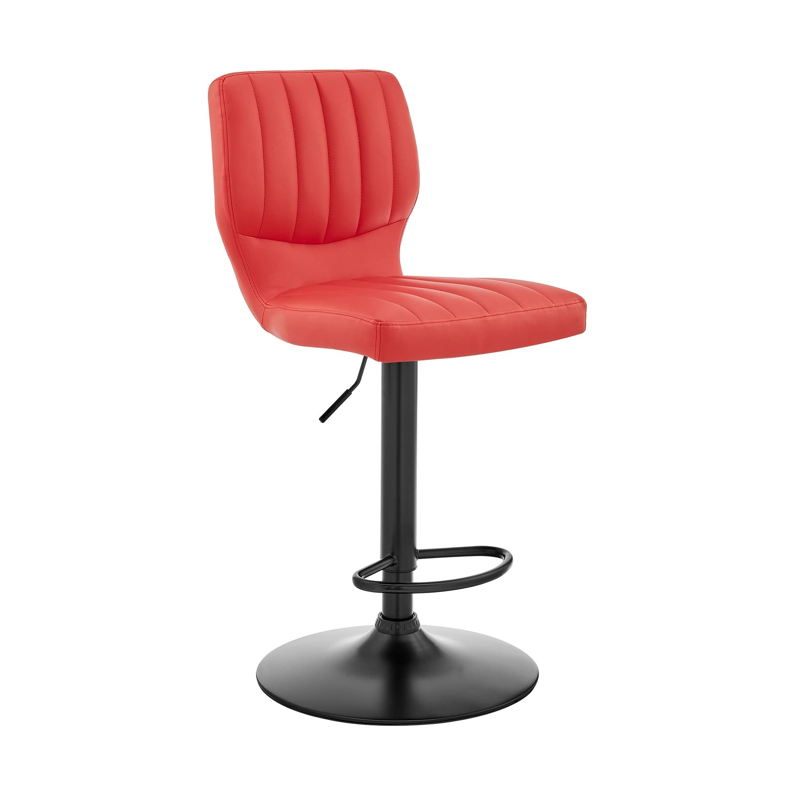 25 Red And Black Iron Swivel Adjustable Height Bar Chair
