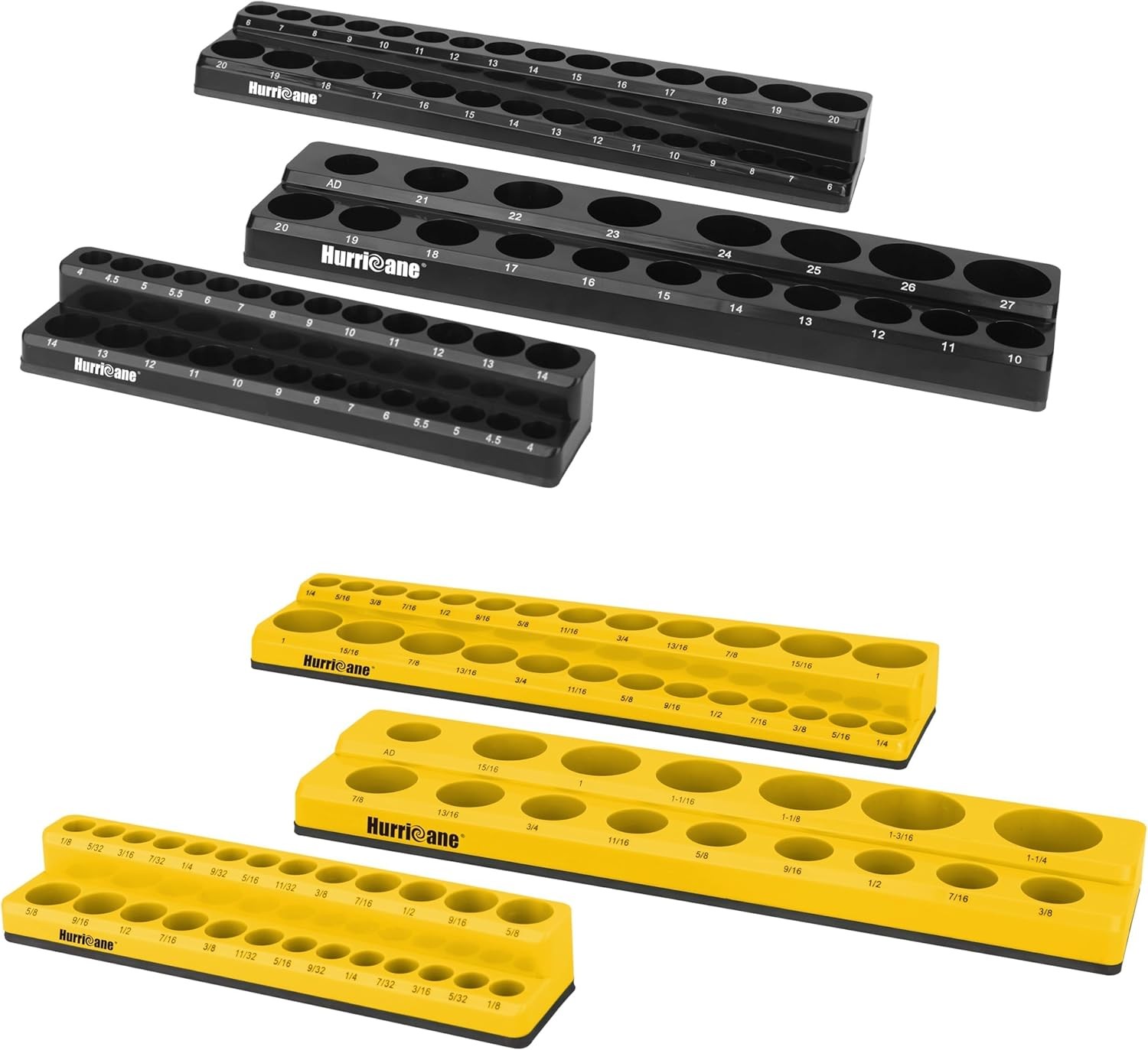 Magnetic Socket Organizer Set, 6 Piece Socket Holder Set Includes 1/4"