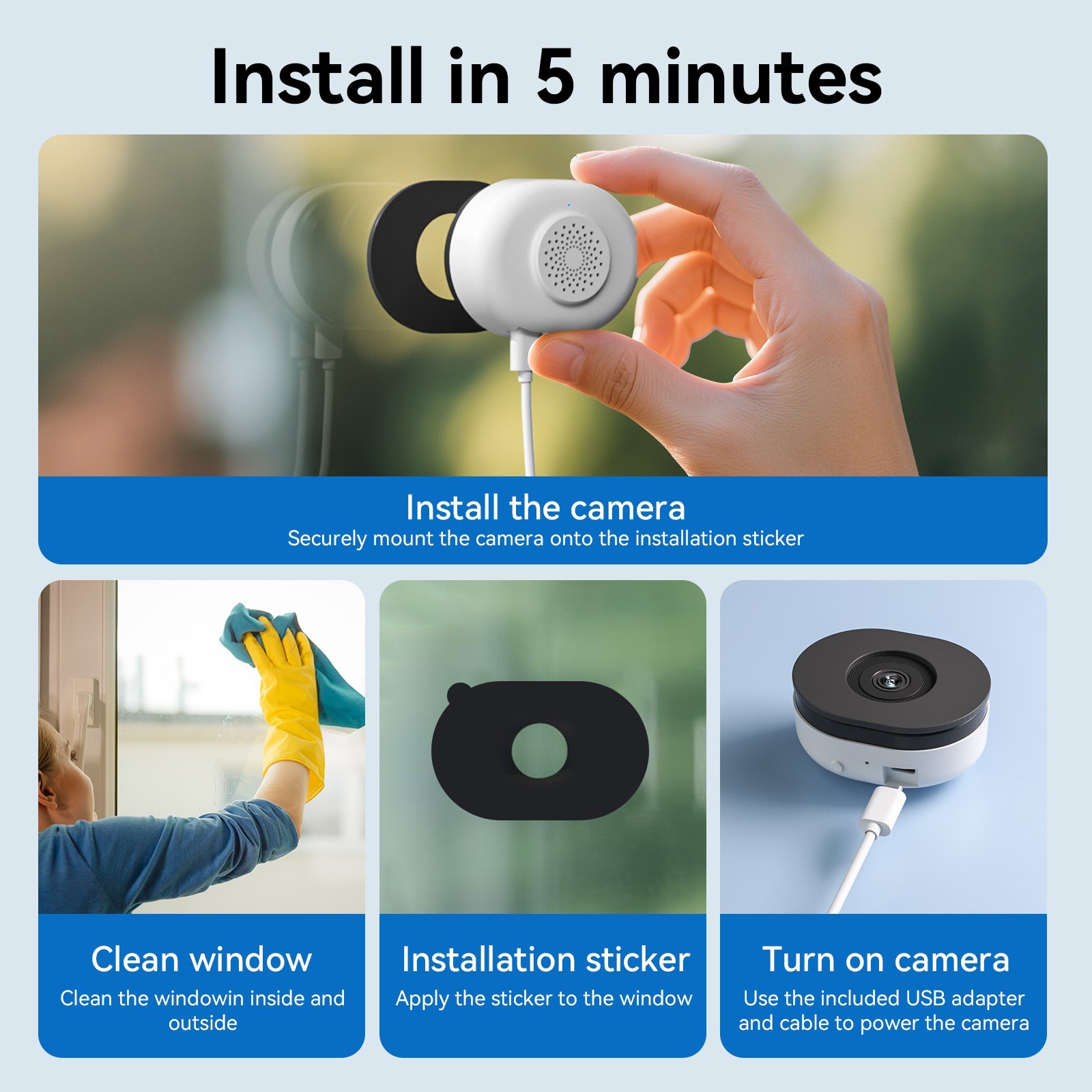 4MP 2.5K Wireless Window Camera Security Camera Color Night Vision 5G&2.4G WIFI