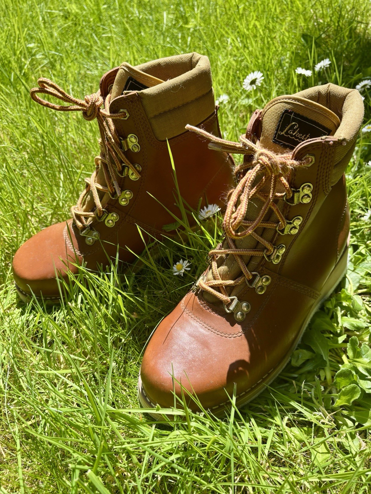 LakeStream Hodgman Mens 7-Wide Fishing Leather Wading Boots Brown Fly Fishing