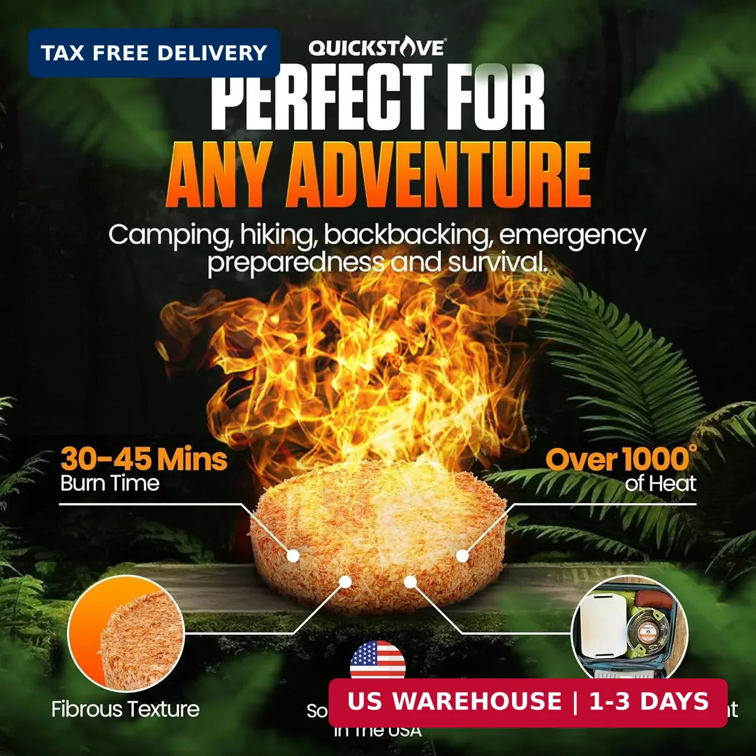 Fire Starters (3 Pack) - Waterproof Emergency Fuel Disks for Camping Essentials,