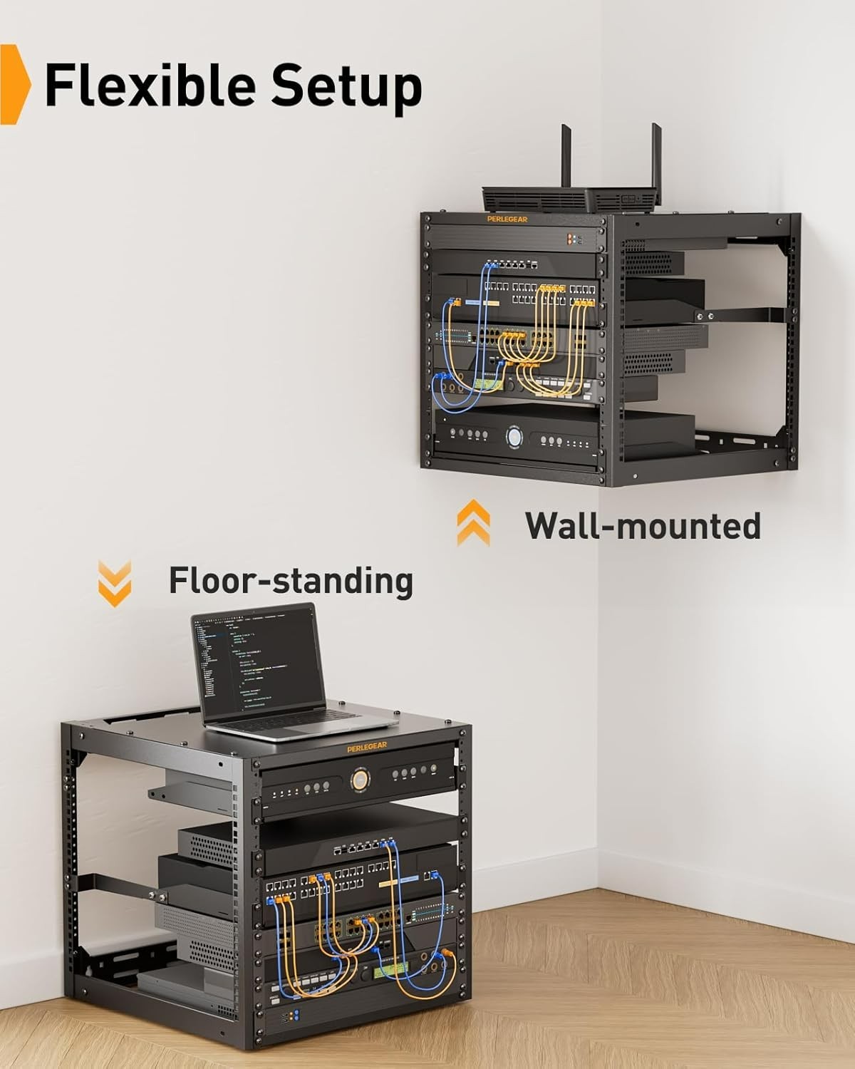 Perlegear 10U Open Frame Server Rack 19" Wall Mount AV NetworkEnclosure #2572EY2