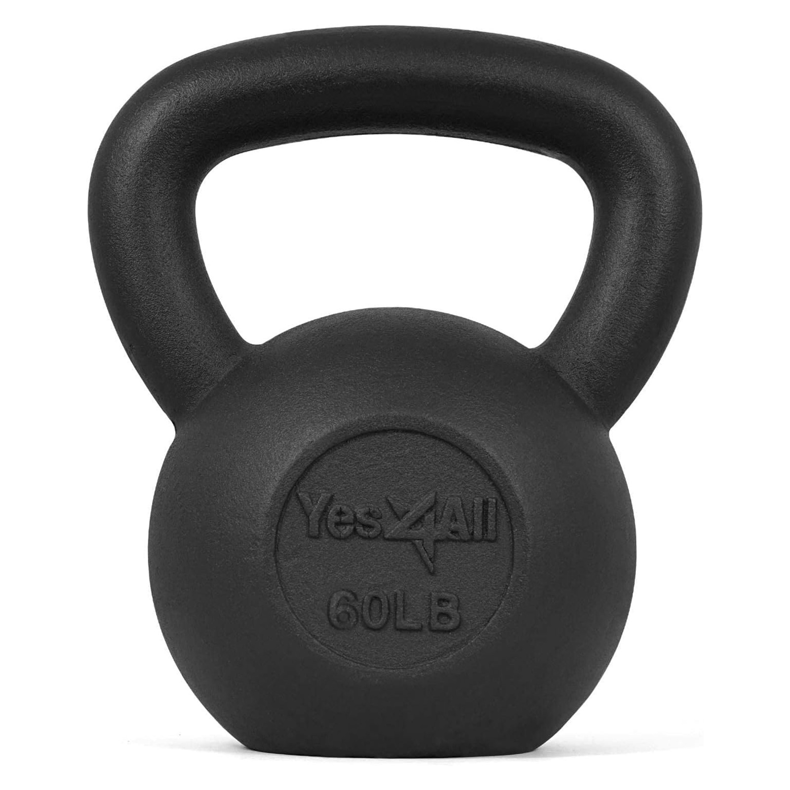Yes4All 60 Pound Kettlebell, Single Painted Cast Iron Weight for Home Gym, Black