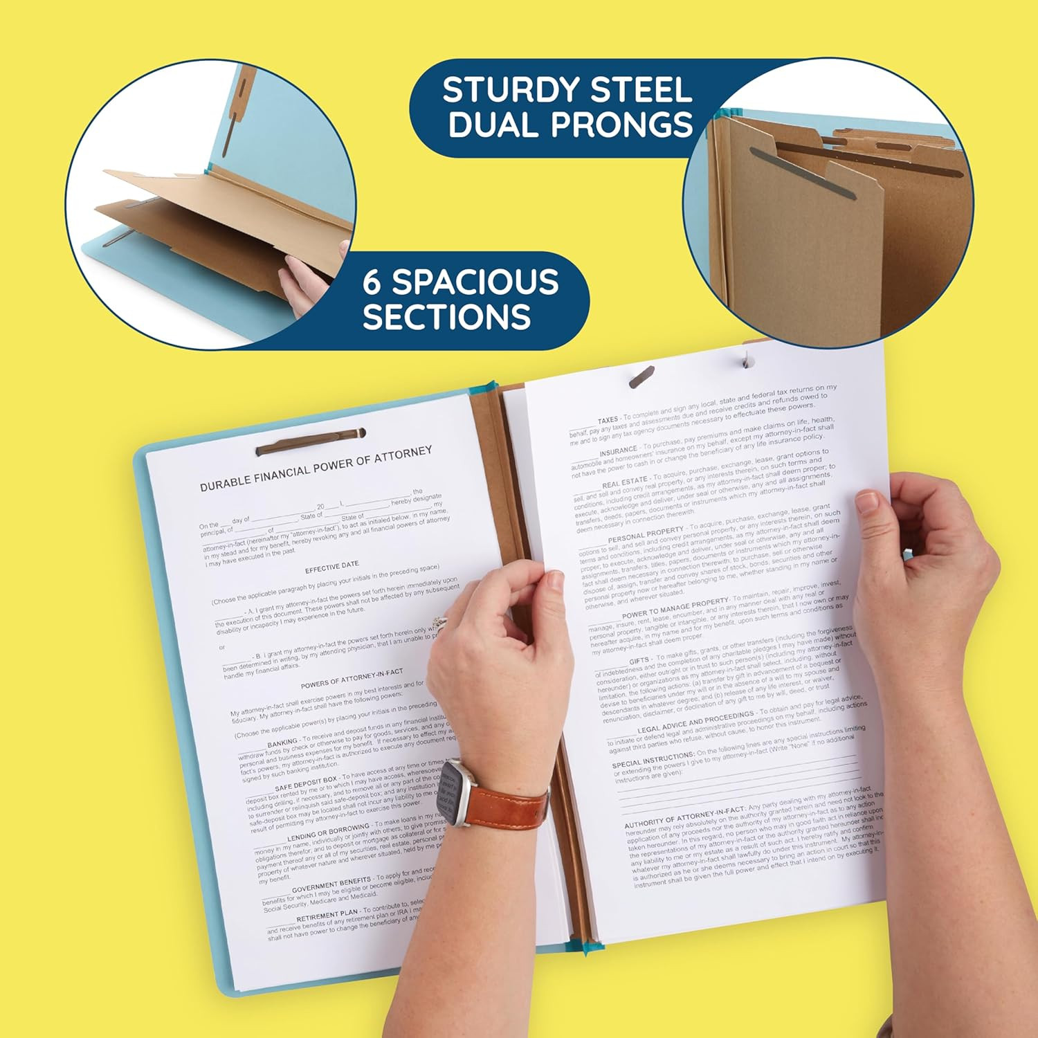 Light Blue Legal Size Classification Folders with Dividers - 30 Pack