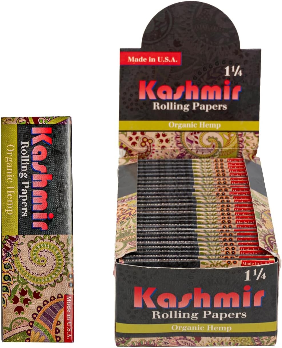 Kashmir Organic Hemp Rolling Papers 1.25 11 /4 Size 32 Leaves Each 50 Pack Box