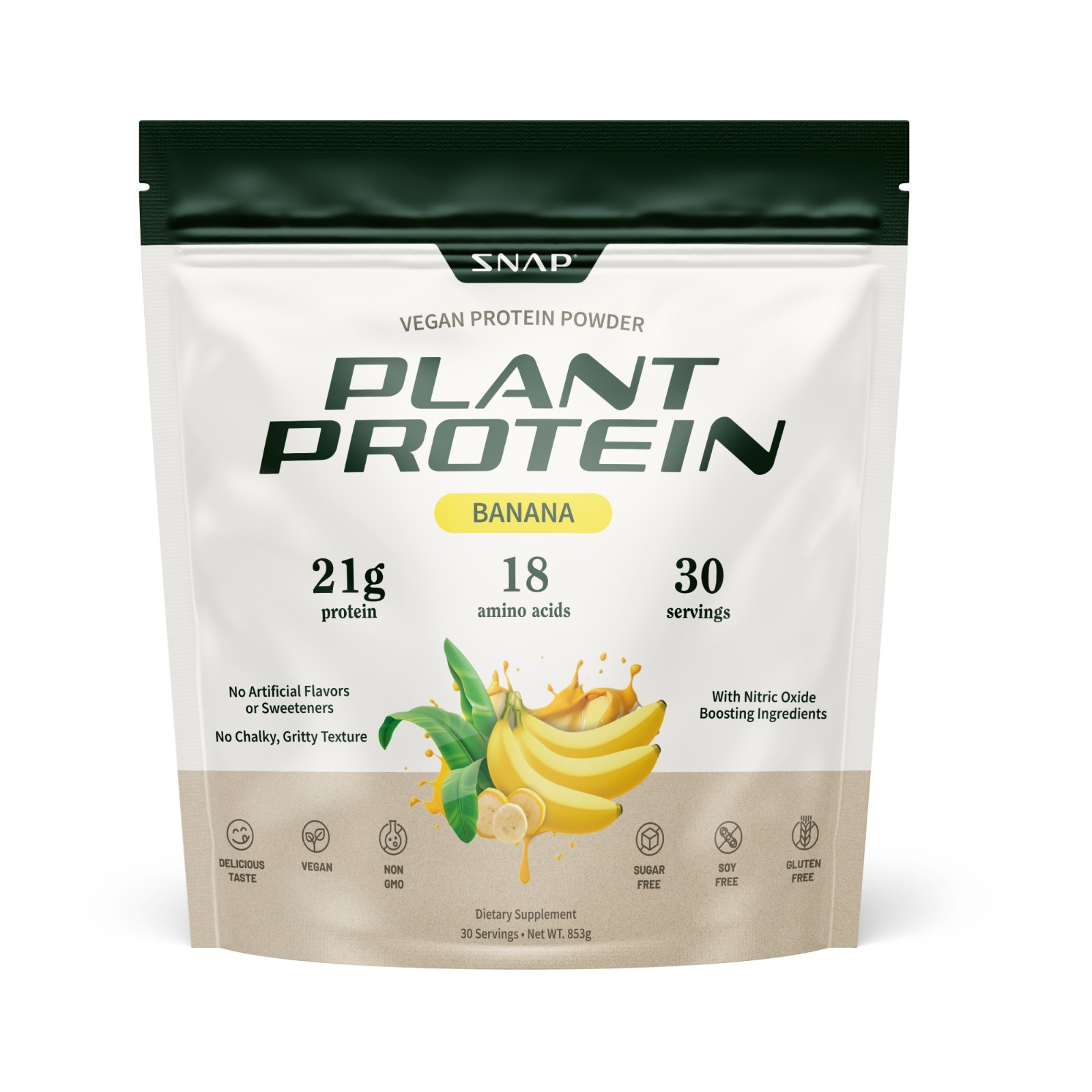 SNAP Protein + NO Booster 21g CLEAN Protein 30 Servings 0 Sugar Banana Flavor