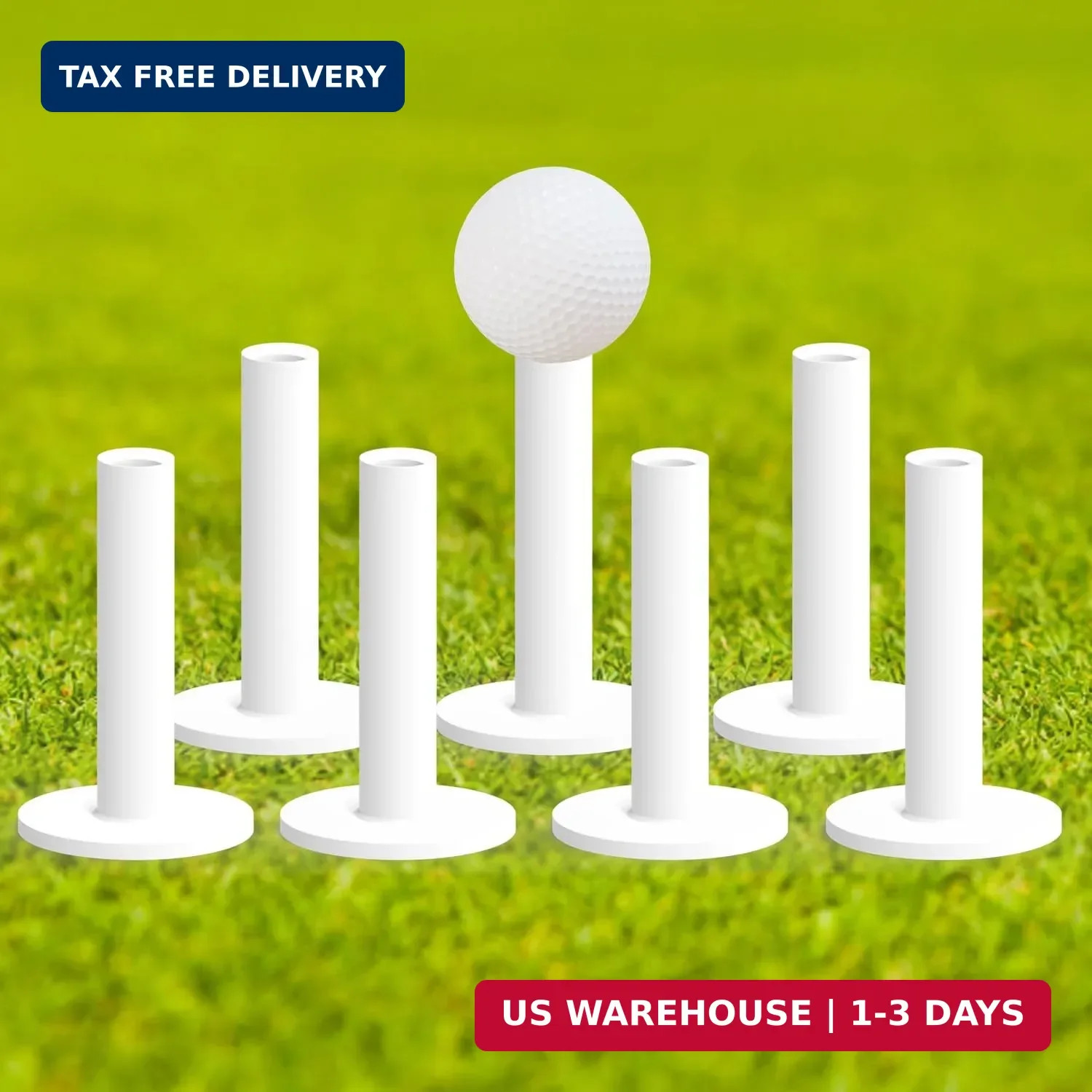 Rubber Driving Range Golf Tees - 7 Pack Premium Rubber Tees for Indoor Outdoor P