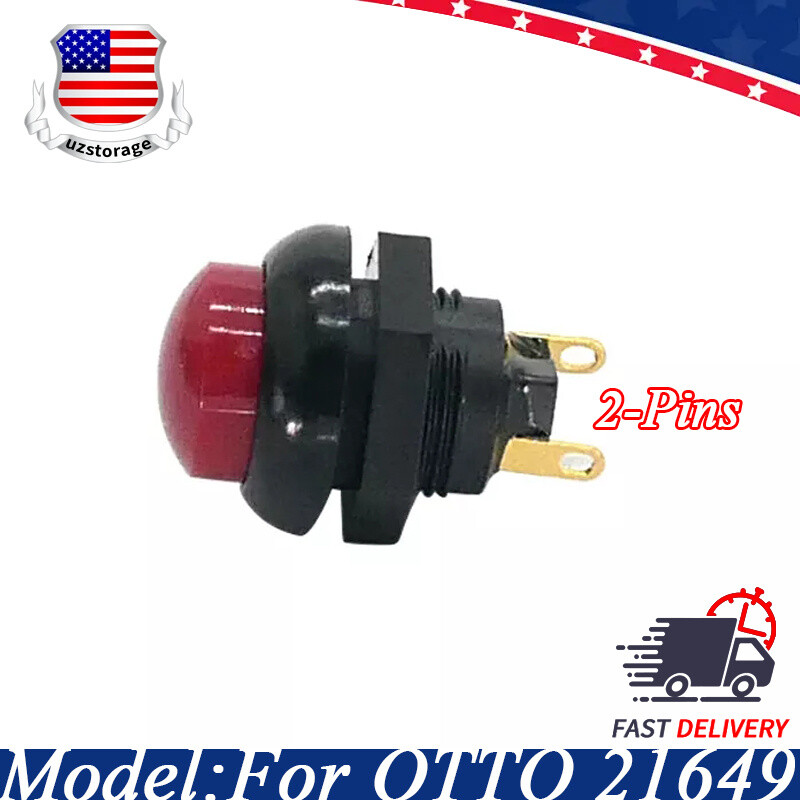 NEW For OTTO 21649 2-Pins Waterproof Reset Button Switch 12MM Red Raised Button