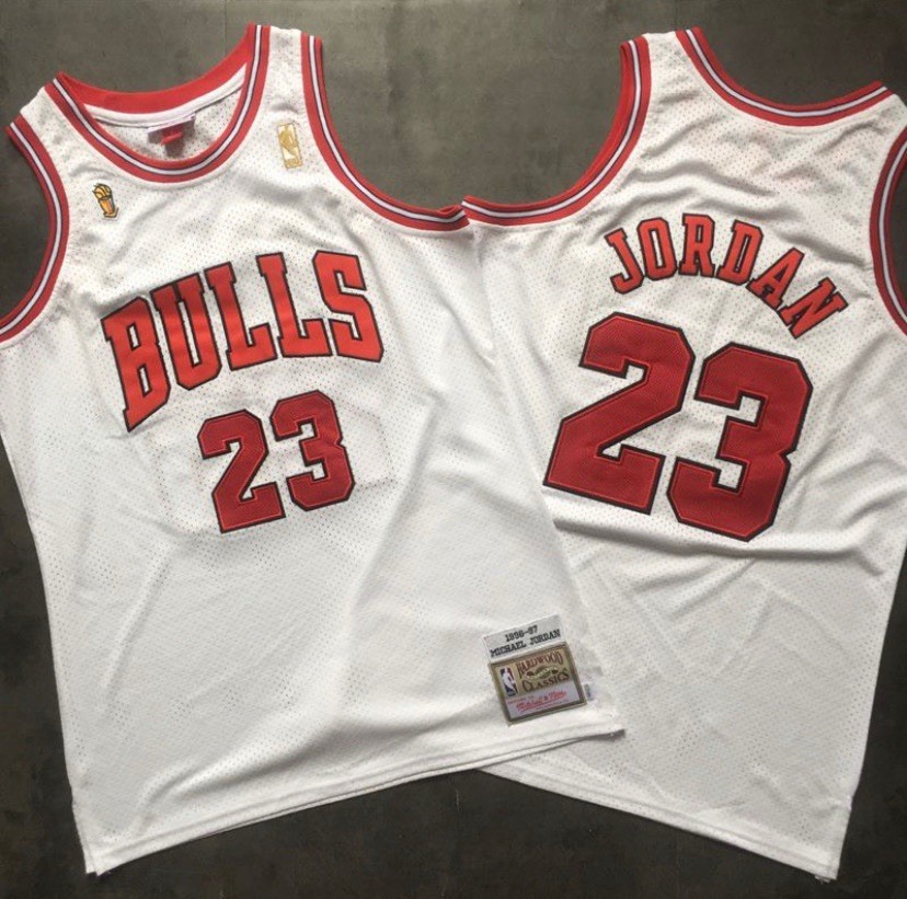 Chicago Bulls Michael Jordan NBA Finals 23 white vintage retro style jersey