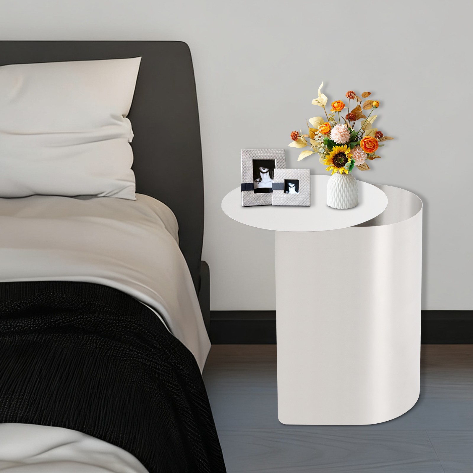 Side Table 28*46*51cm Bedroom Stainless Steel Side Table Silver Sofa Side Table