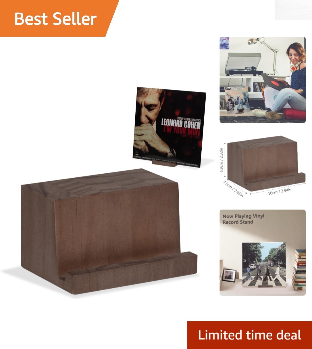 Solid Wood Record Stand - Display Your Favorite Album Covers Stylishly