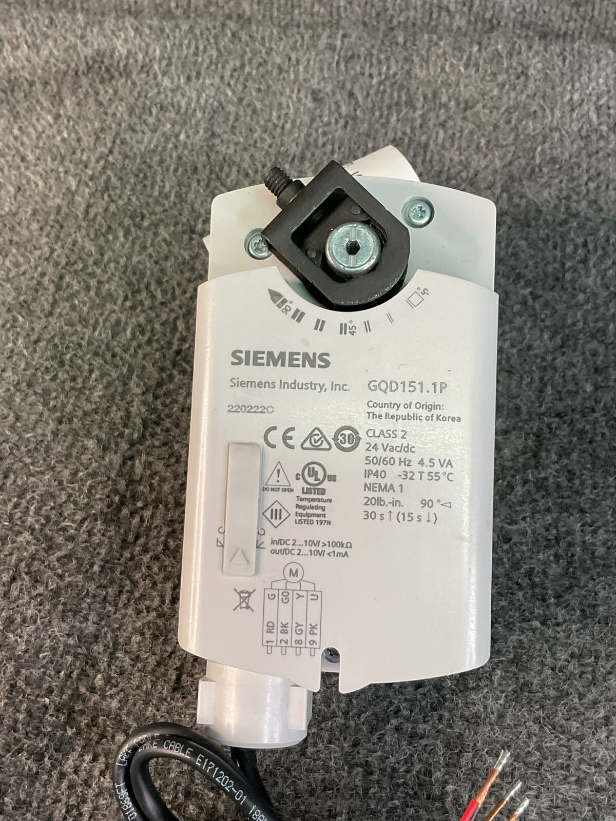 Siemens GQD151.1P Electric Damper Modulating Control 34298