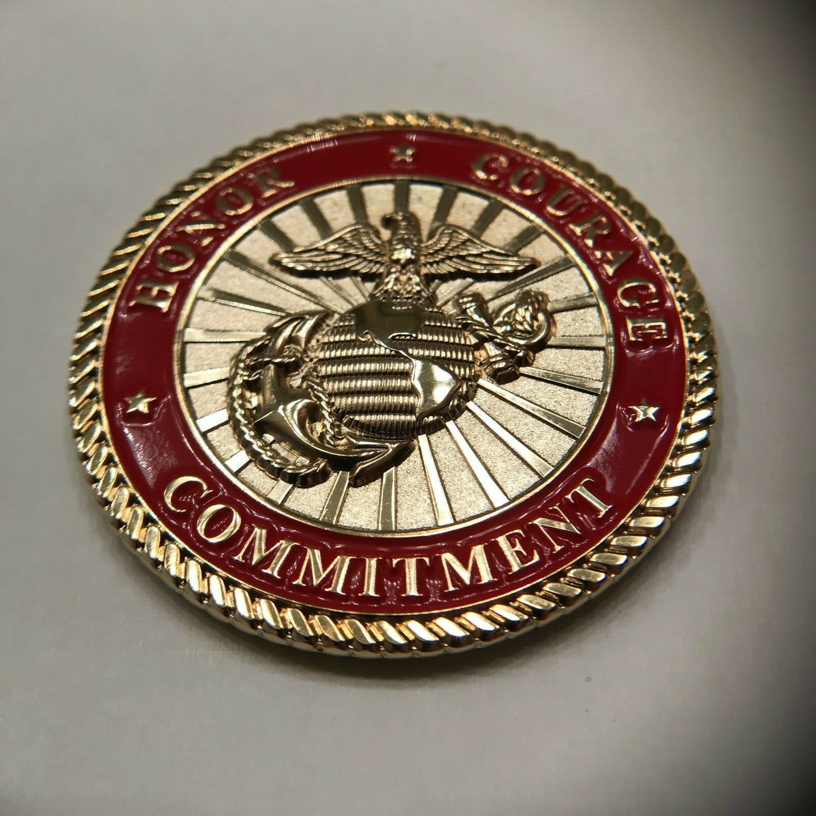 USMC ONCE A MARINE ALWAYS A MARINE CHALLENGE COIN HONOR COURAGE COMMITMENT