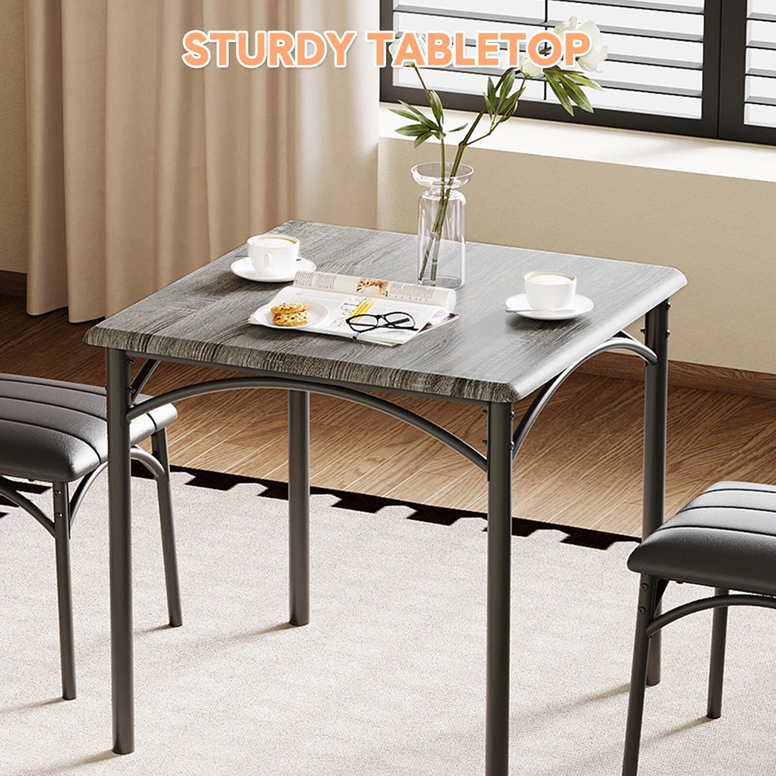 3 Piece Dining Table Set Kitchen Table and Chairs for 2 Upholstered Chairs NEW