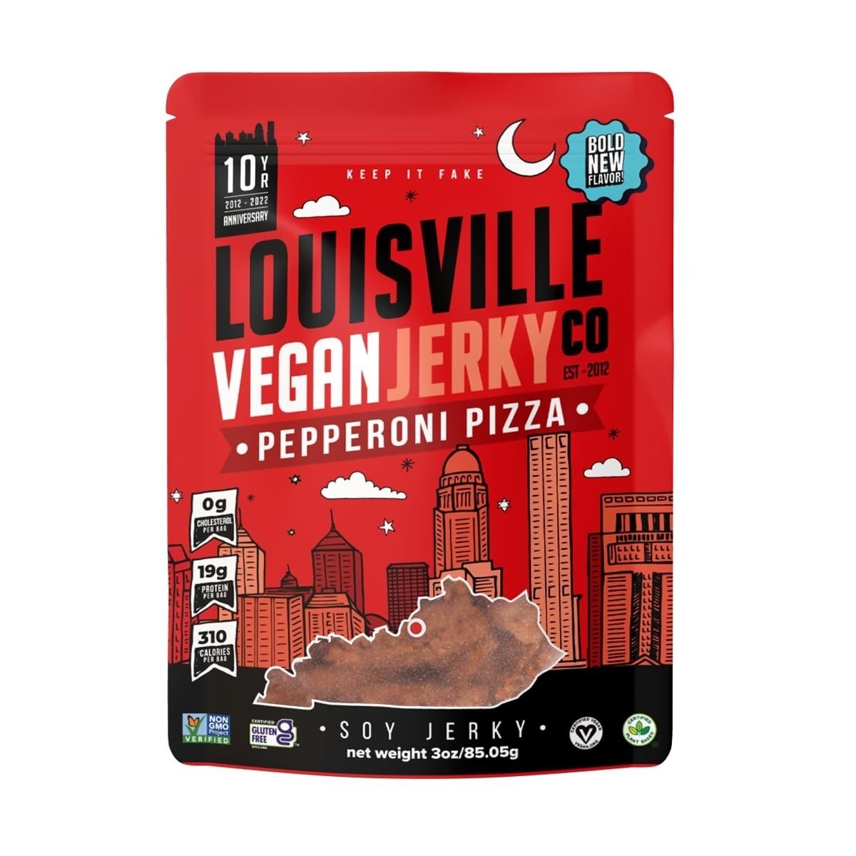 Louisville Vegan Jerky Pepperoni Pizza  Meatless, Vegetarian, Gluten Free & Bold