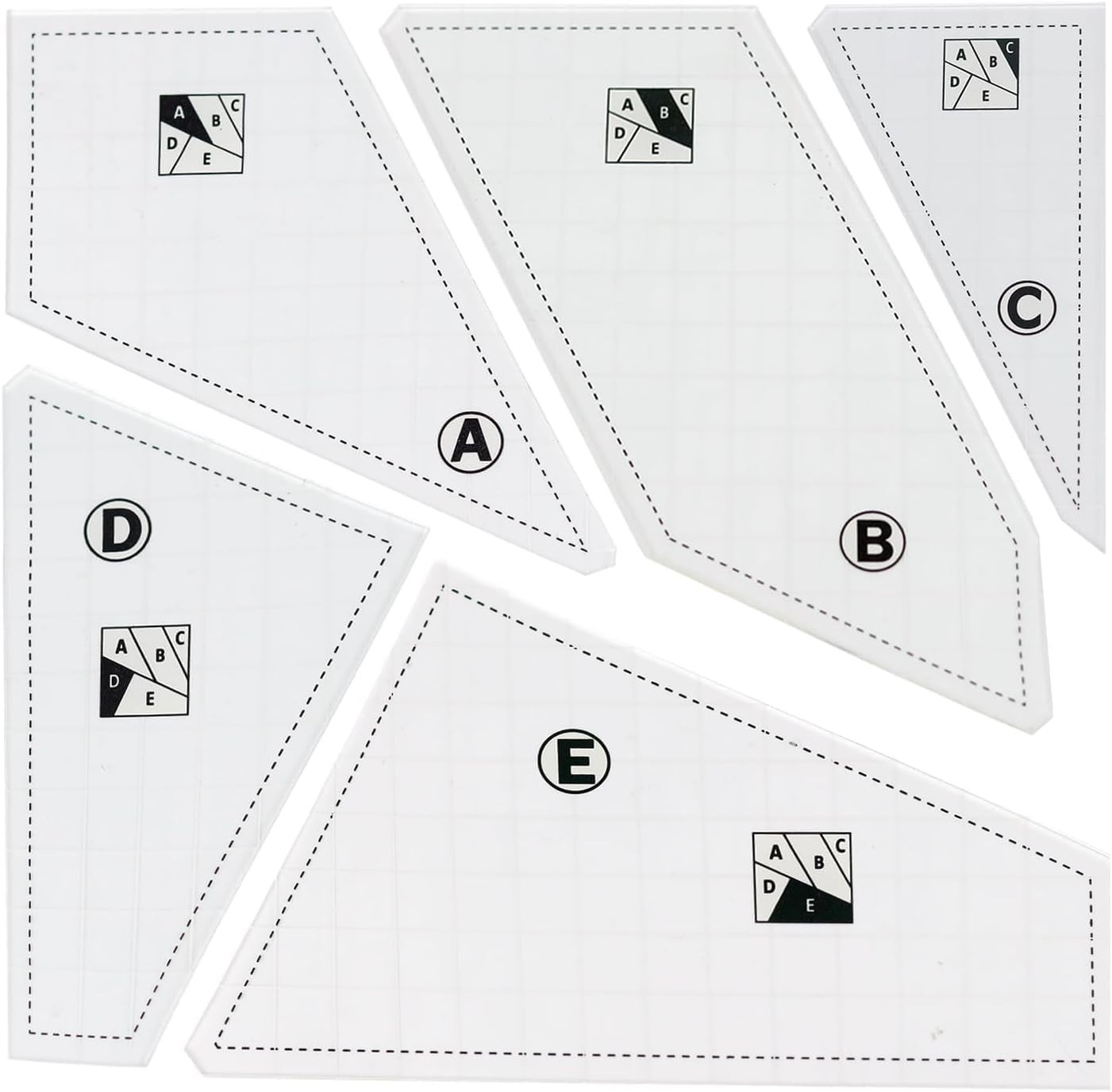 5 Pcs Quilting Rulers and Templates Plexiglass for Crafters Cutting Fabric Quilt
