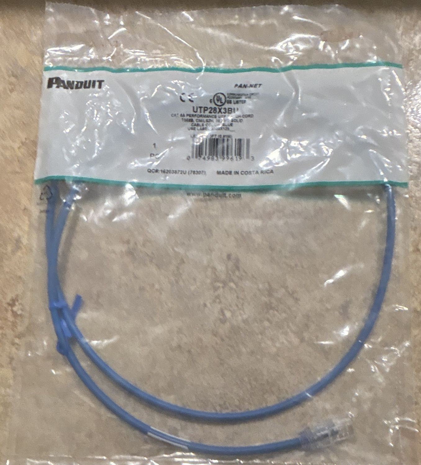 Panduit UTP28X3BU Cat 6A UTP RJ-45 Ethernet Patch Cord 3ft Blue lot of 12