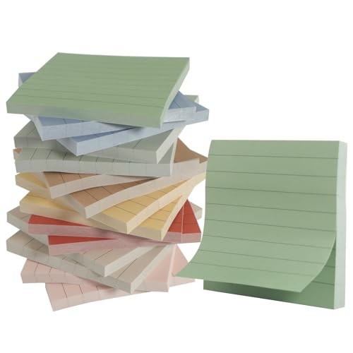 (16 Pads) Lined Sticky Notes 3x3 in Ruled Stickies Super Sticking Vintage Lined