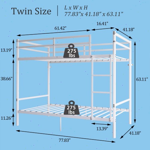 Double bed A double bed with a ladder and a two-level guardrail