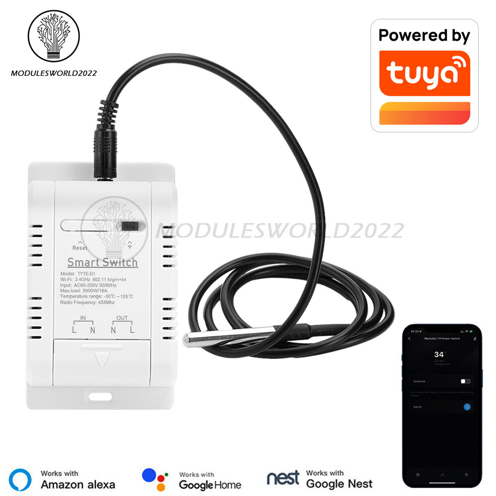 Tuya Smart WiFi Temperature Control Switch Energy Monitoring Alexa 16A 3000AW