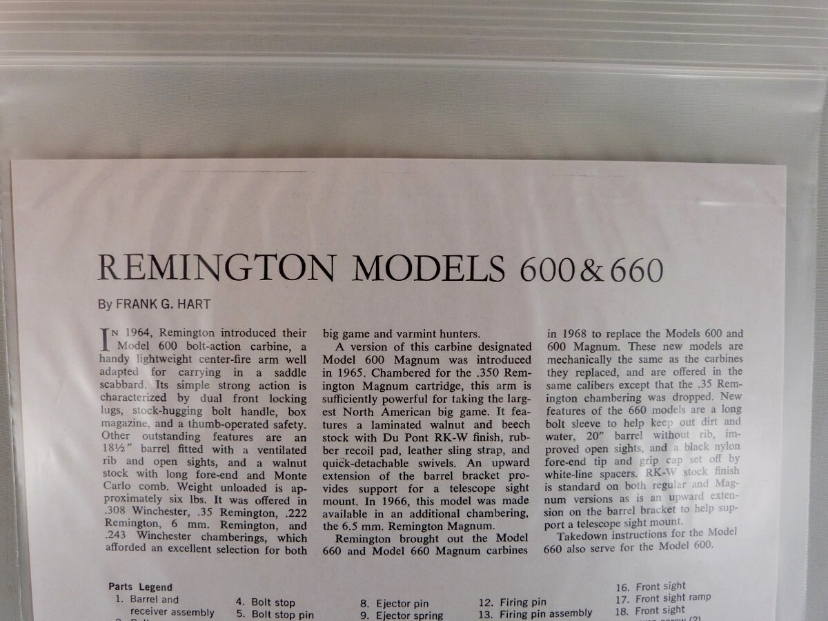 REMINGTON MODEL 600 & 660 RIFLE BREAK DOWN INSTRUCTION KIT