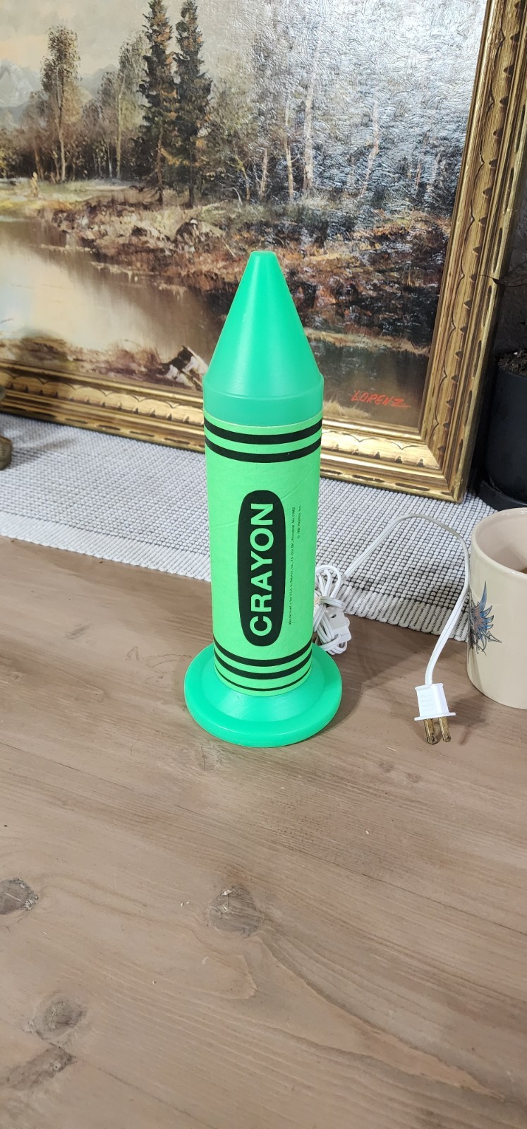 VINTAGE CRAYON LAMP NIGHT LIGHT GREEN 12"