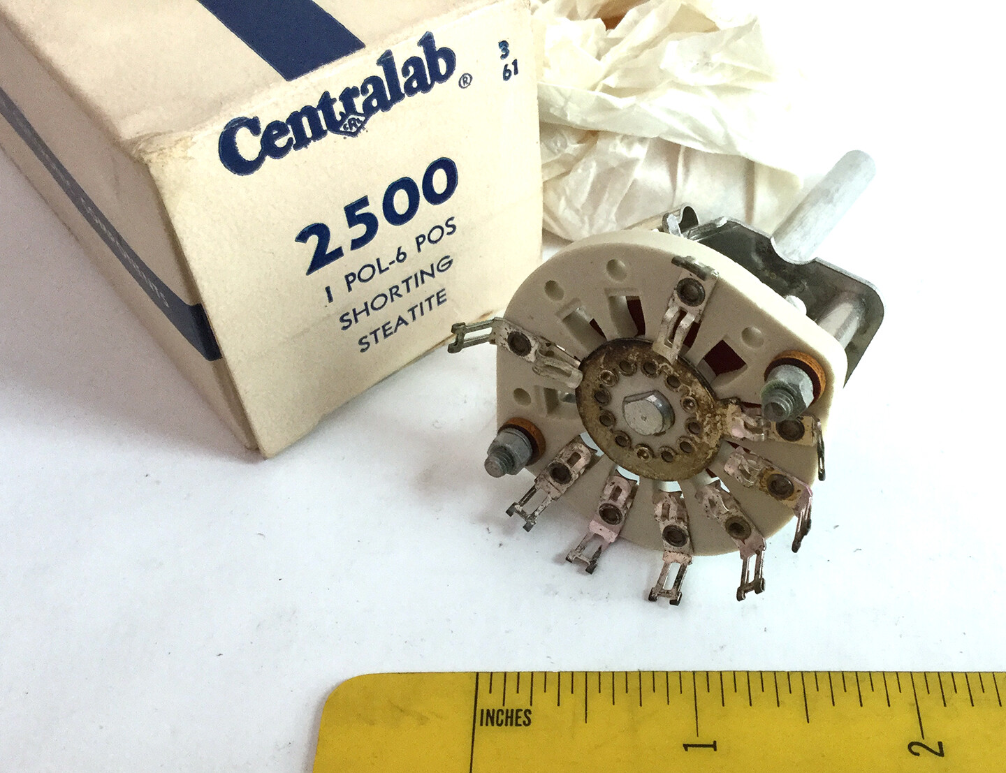 1 NOS Centralab Ceramic 2500 Rotary Switch, 1 pol - 6 pos