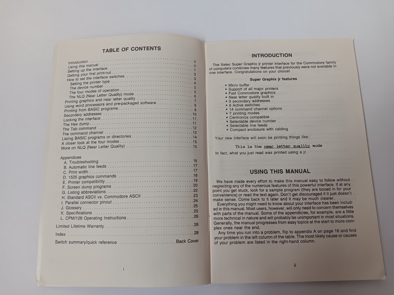 Xetec Commodore Super Graphix Jr 3rd Ed Printer Interface Instruction Manual