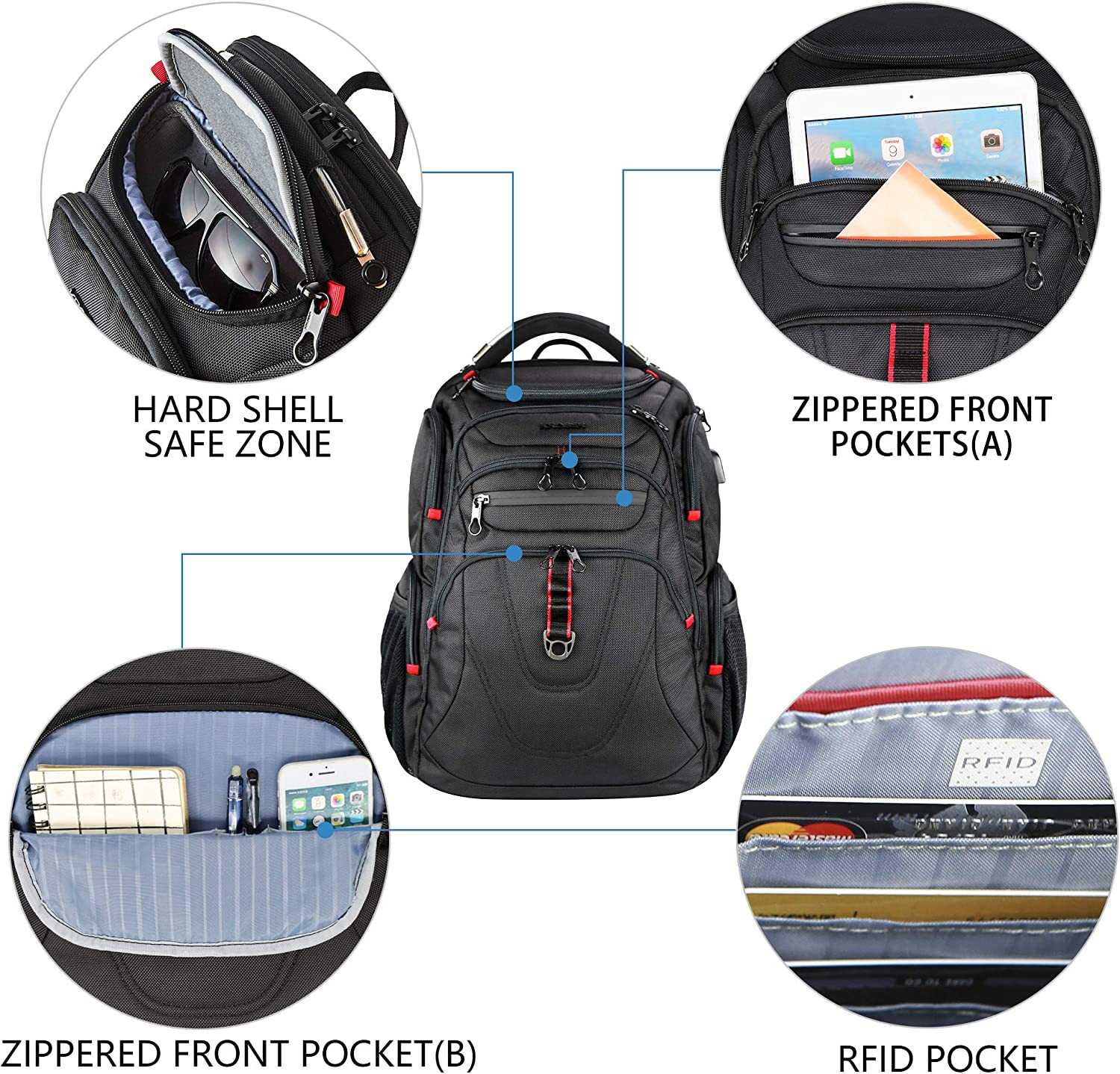 TSA Friendly Travel Laptop Backpack 17.3 Inch XL Computer Backpack Water-Repelle