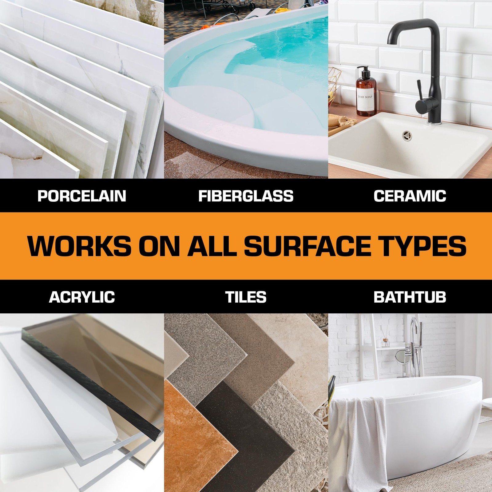 White Porcelain Repair Kit, Fiberglass Tub Repair for Sink, Shower, Counterto...