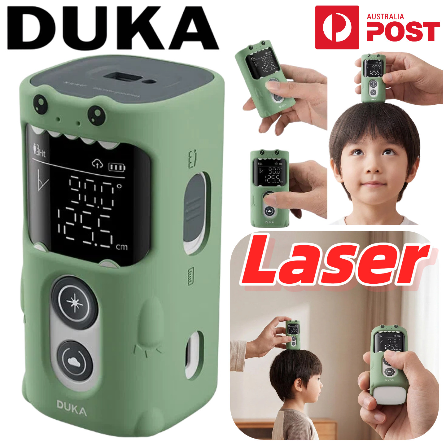 DUKA Smart Height Meter Digital Laser Distance Measure Device LCD Rangefinder AU
